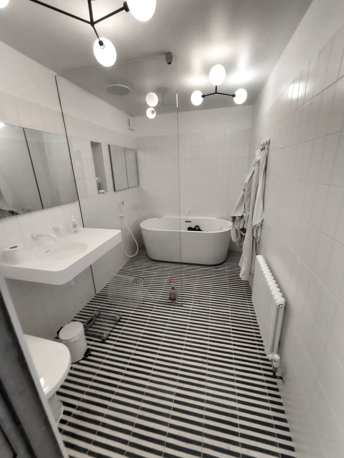 Standalone bath, shower, toilet and sink in the bathroom